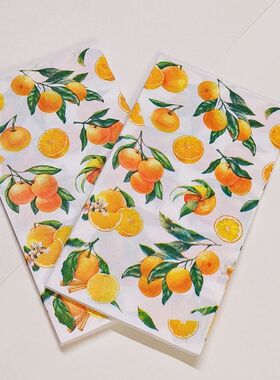 整包40x33cm橙子满张面巾彩色餐巾纸餐垫纸巾手帕纸手工材料
