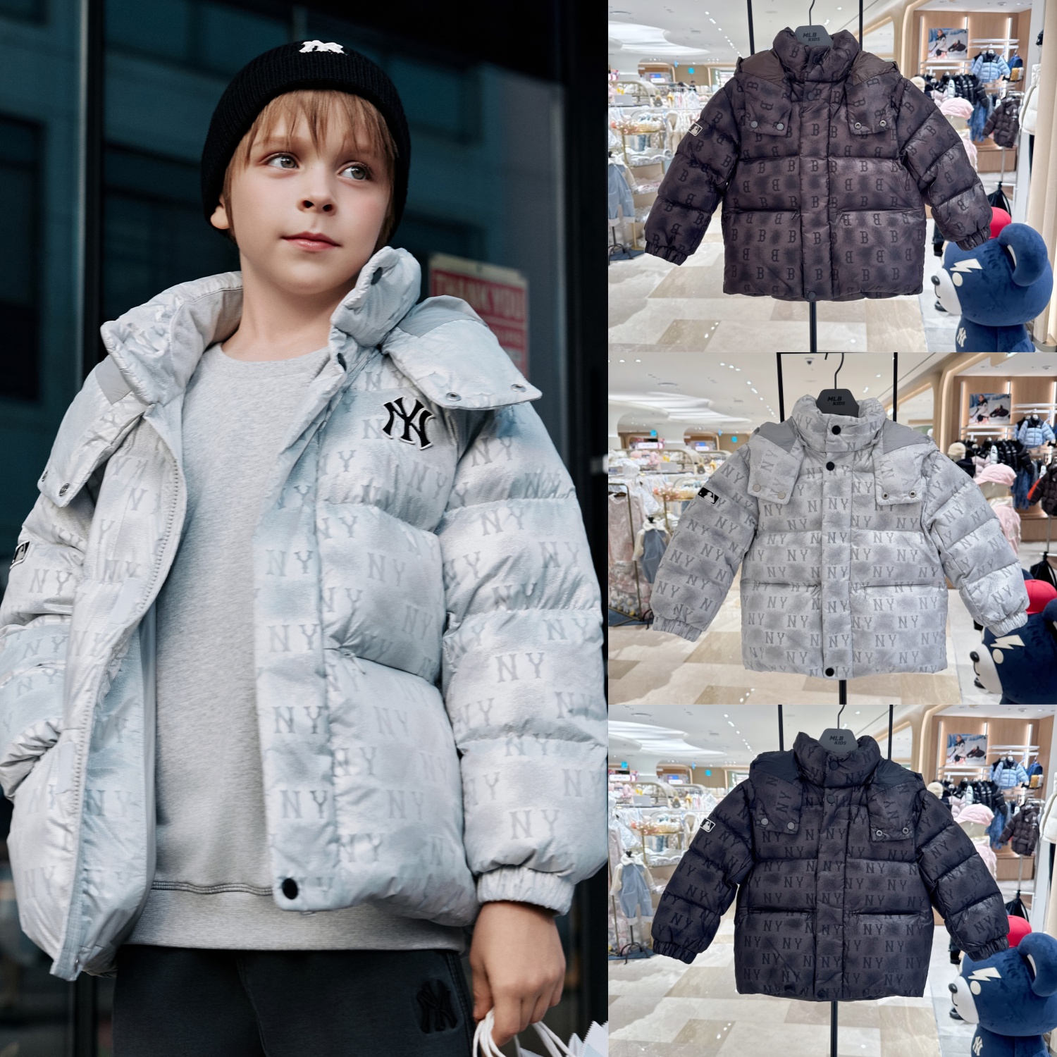 MLB儿童80%鸭绒满印防水羽绒服