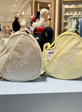 韩国代购MLB儿童时尚潮牌字母亮晶晶26新款心型斜挎包066N