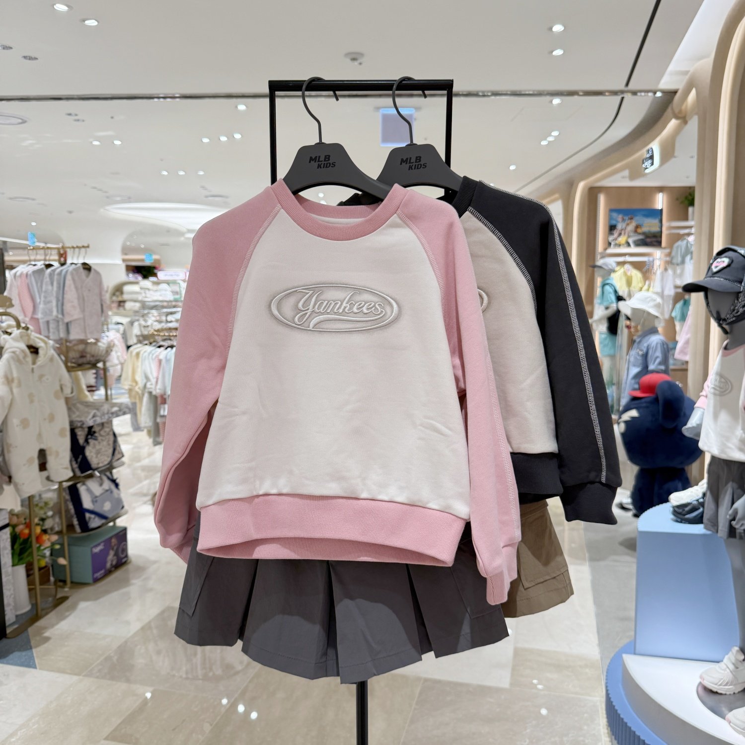 韩国代购MLB女童时尚休闲运动长袖卫衣短裙两件套装25秋新款0654