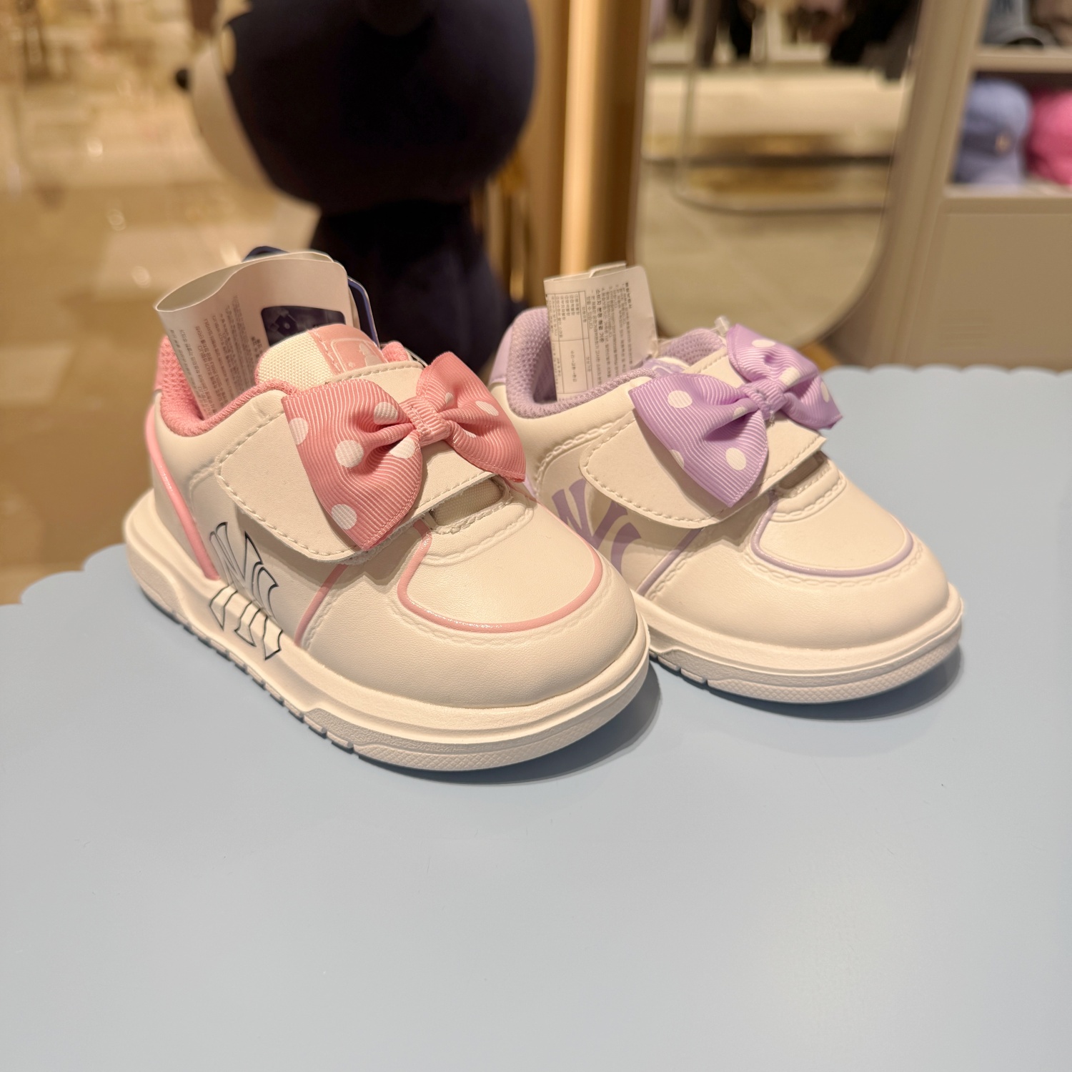 MLB小童女童蝴蝶结魔术贴休闲鞋