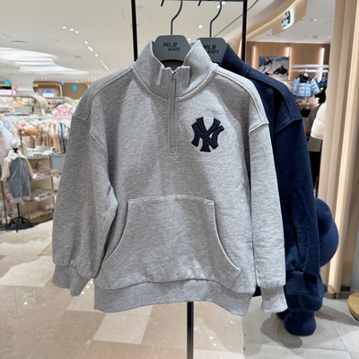 MLB儿童半拉链卡通小熊加绒卫衣