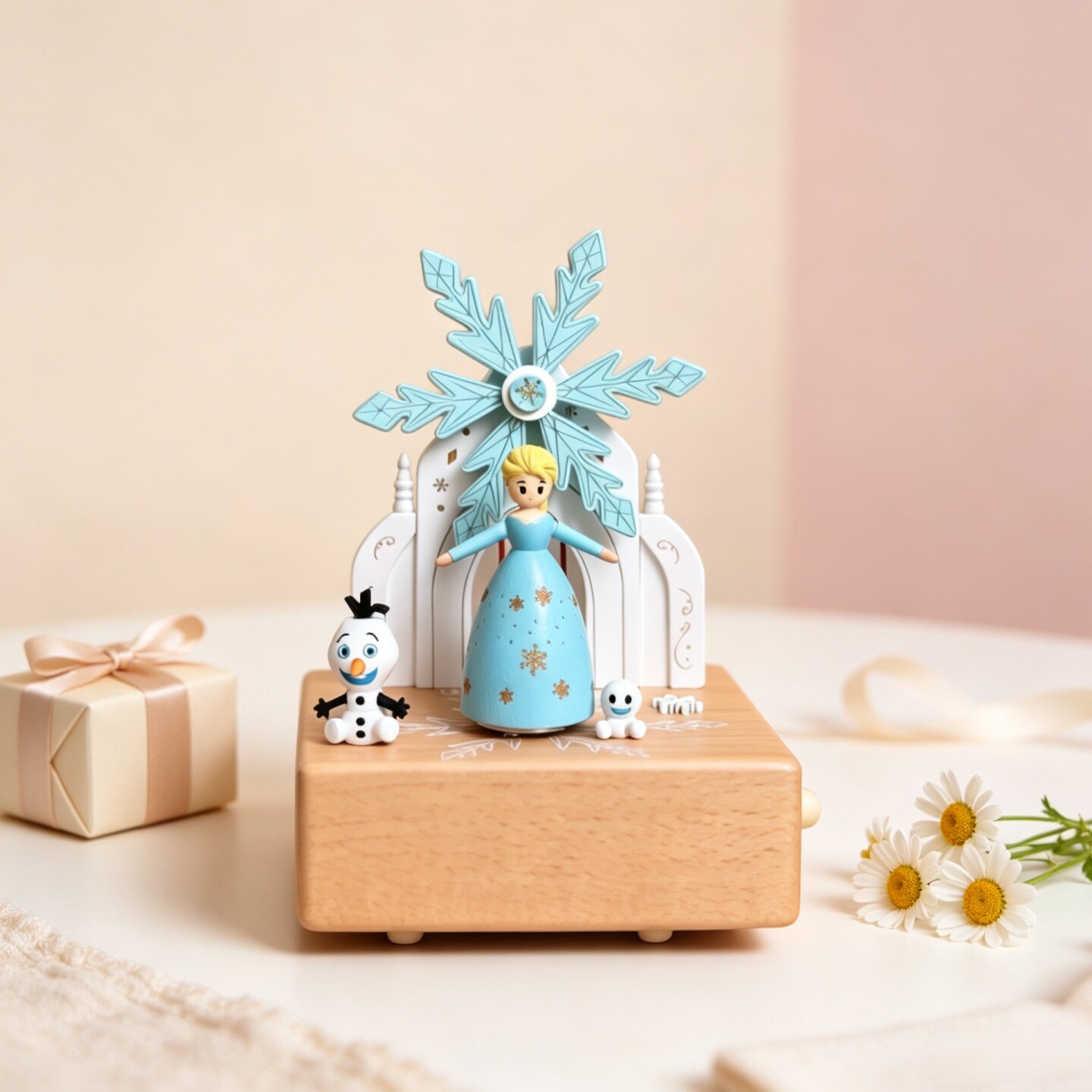 冰雪公主旋转木制音乐盒生日礼物