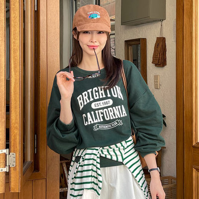 秋brighton字母学院风卫衣T恤