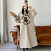 时尚 起义韩国潮范2026春littlebear小熊加绒卫衣连衣裙ps26012903