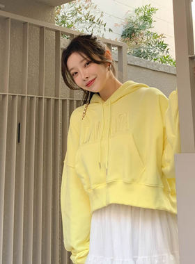 时尚起义韩国潮范2025春夏limonata刺绣连帽卫衣T恤dp25031101