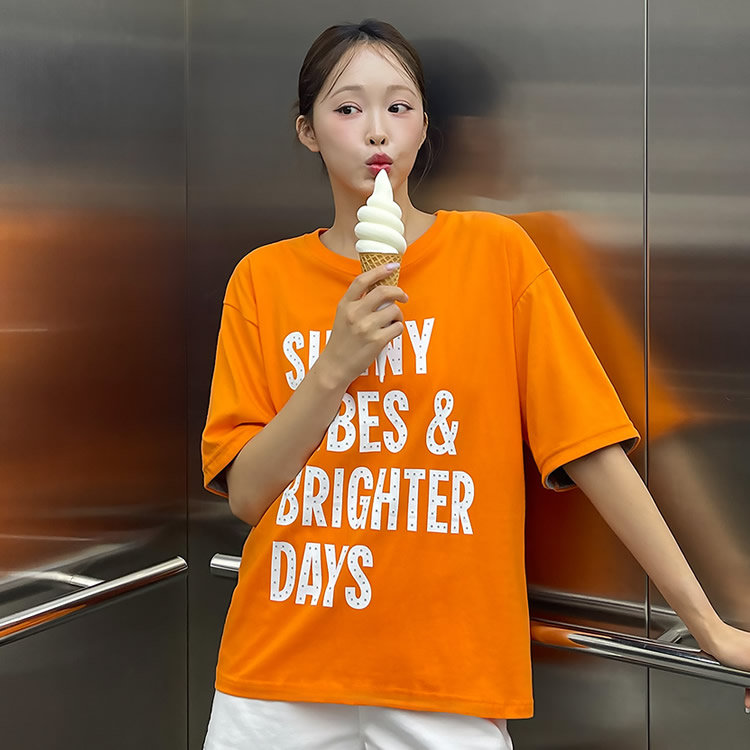 时尚起义韩国代购潮范2026夏sunny字母糖果色短袖T恤ps26071601