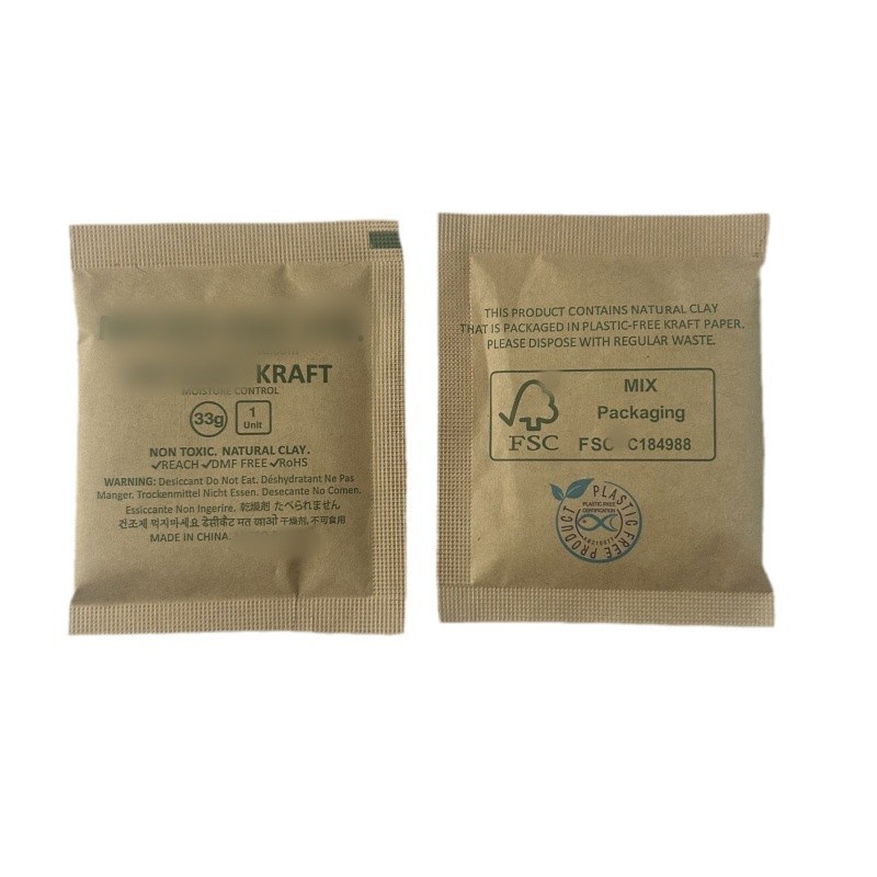 33g牛皮纸KRAFT干燥剂 蒙脱石 10*8cm 100小包/件 FSC&无塑料认证