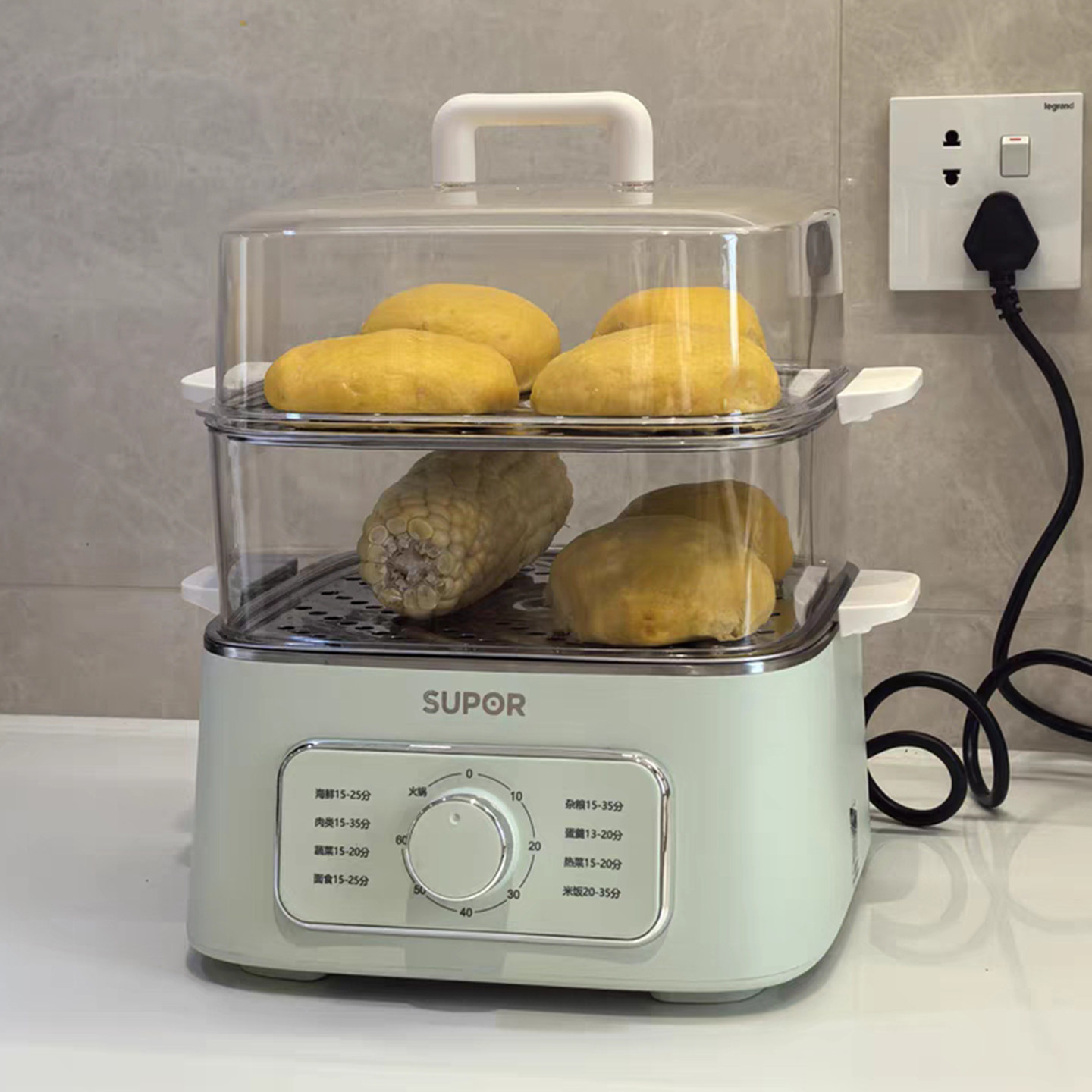 苏泊尔电蒸锅炖蒸煮一体小多层早餐蒸笼蒸箱家用三层多功能煮锅新