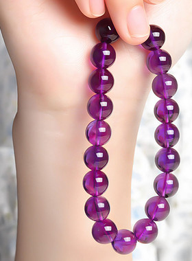 天然紫水晶手链 乌拉圭浓紫色紫水晶手串感简约优雅手链