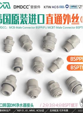 韩国DM管线接头配件4分BSPT外丝螺纹G1/8转换2分3快接口直通5/16