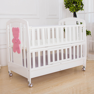 婴儿床实木摇篮床拼接大床多功能欧式 新生儿宝宝床bb床游戏床用品