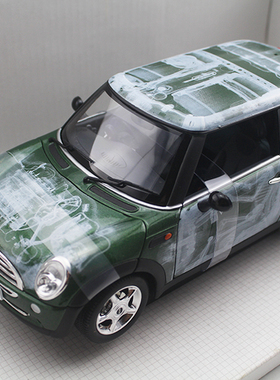 1/18 mini cooper 010 foxtons宝马迷你仿真汽车模型合金车门可开