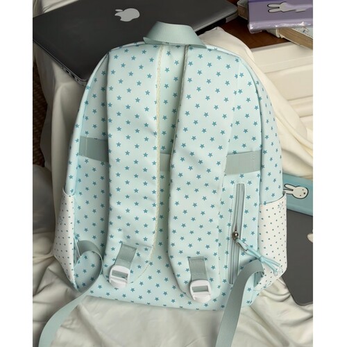 大容量！天空蓝星星双肩包包