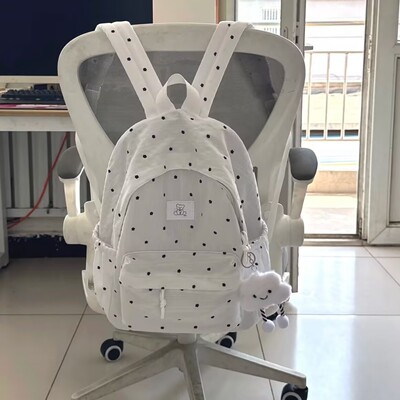 韩国！波点撞色双肩包包