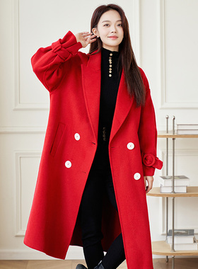 双面呢子韩版大衣女2022年秋冬新款中长款设计感毛呢外套加厚呢子