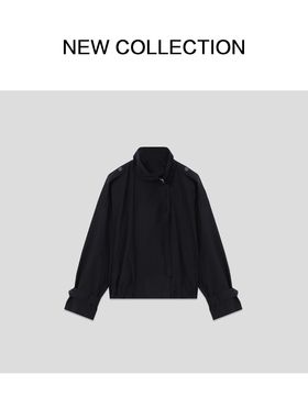 新款时尚百搭短款风衣黑色外套F5536008-6008