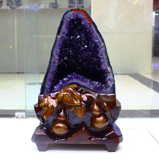 天然紫水晶洞聚宝盆居家办公室晶簇紫晶洞摆件原石钱袋子礼品