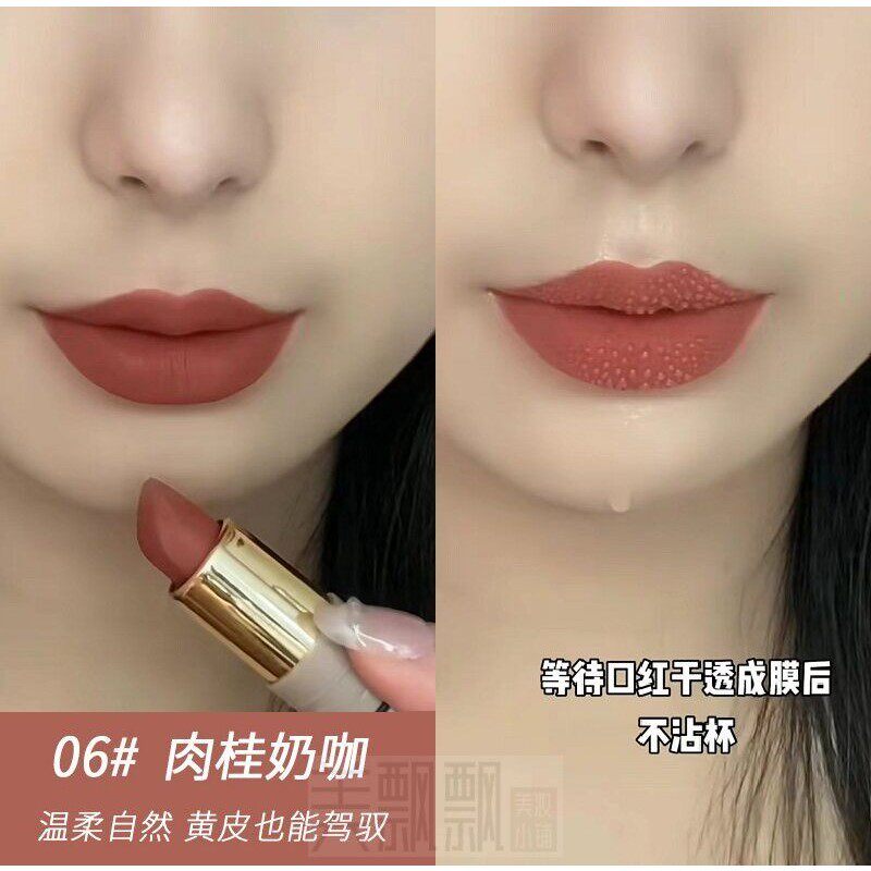 莱雪尔不沾杯口红肉桂奶咖哑光柔雾显白焦糖红棕口红防水不易掉色