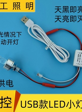 纯光控LED灯泡5VUSB过道走廊智能感应小夜插电晚上自动亮灯灯笼灯