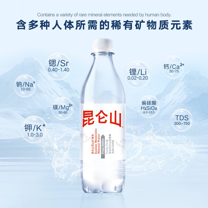 昆仑山矿泉水500ml*24瓶白瓶