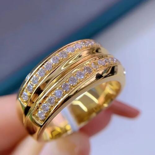 18K金女镶嵌 0.63克拉天然南非高品质钻石戒指排戒真金真钻送证书