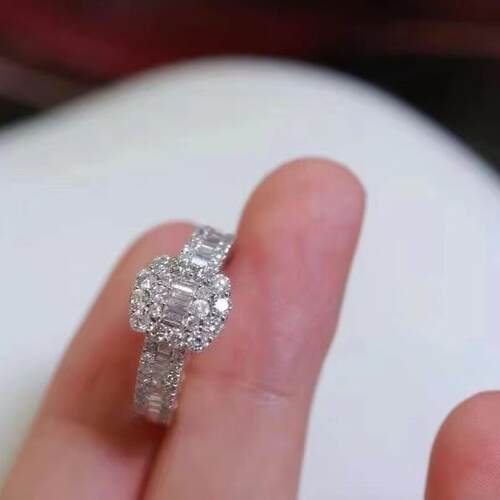 18K金女镶嵌1克拉天然南非高品质钻石冰糖戒指钻戒真金真钻送证书