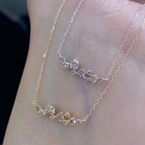 18K金女款镶嵌0.3克拉天然南非高品质钻石微笑项链真金真钻送证书