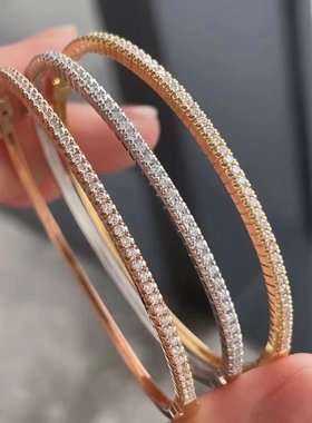 女18K金镶58-63分做鱼天然南非高品质钻石圆钻手镯真金真钻送证书