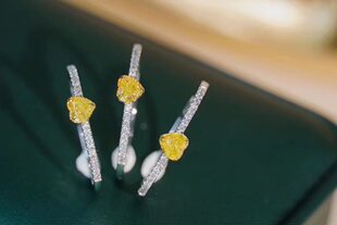 18K金女主钻20分心形黄钻配白钻10分天然南非高品质钻石戒指手饰