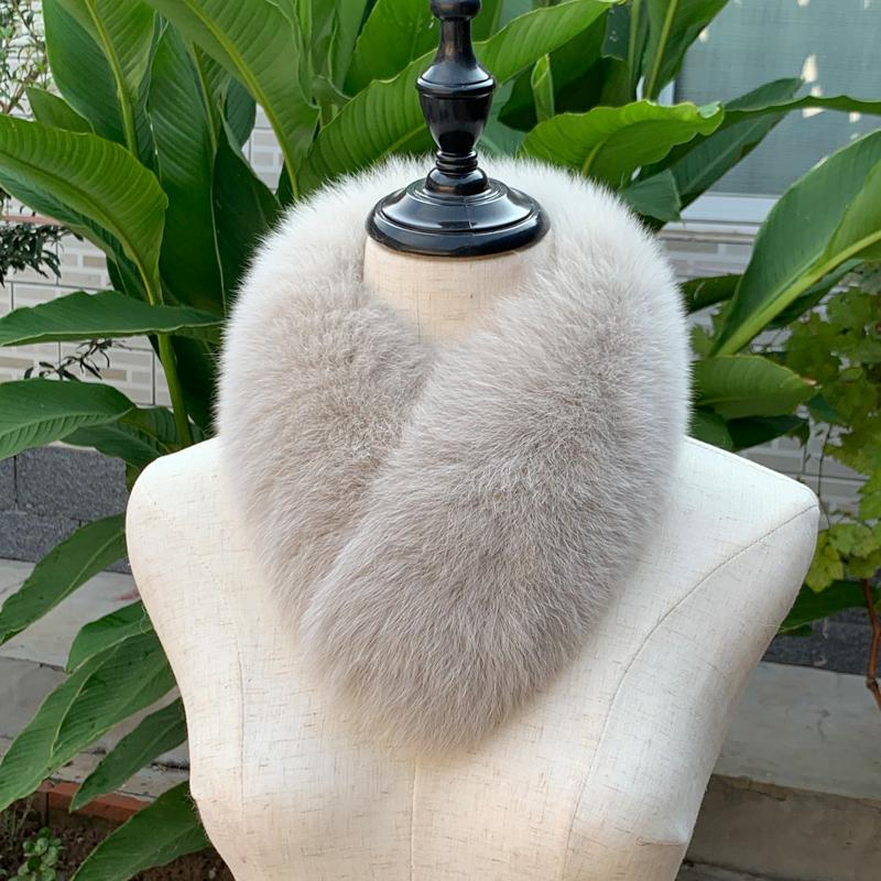 汉服百搭狐狸毛围巾国风围脖新中式狐狸毛领真毛保暖护颈白色皮草