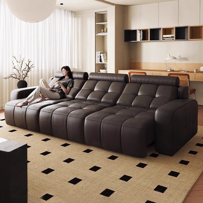 头层牛皮可伸缩电动功能沙发