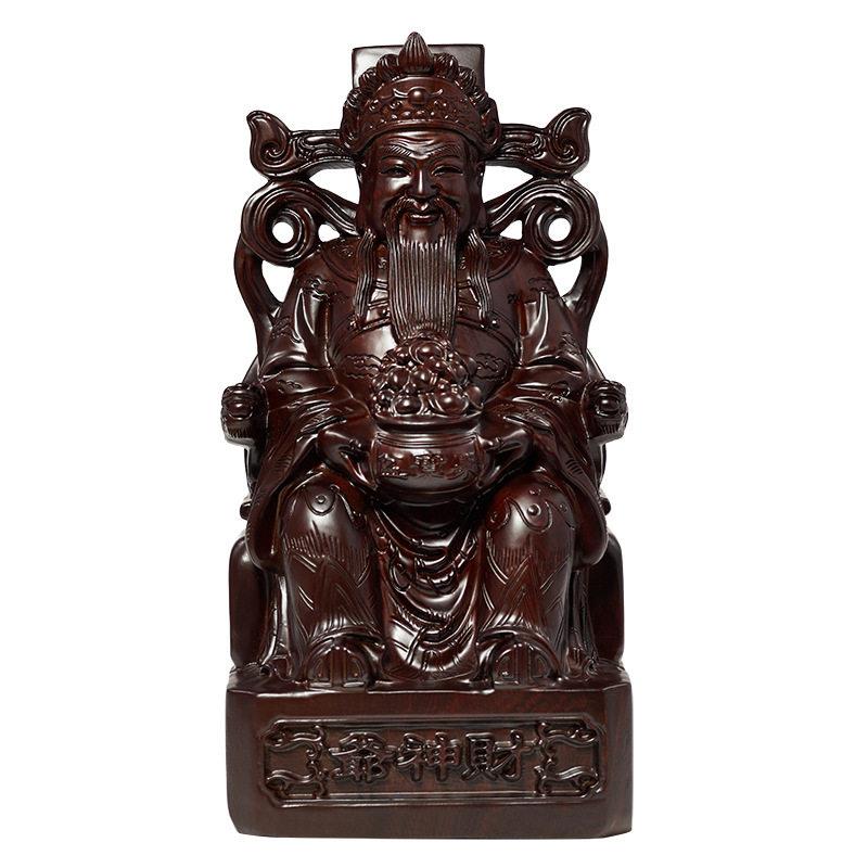 黑檀木雕文财神爷佛像摆件实木质红木头雕刻家用神像店铺供奉范蠡