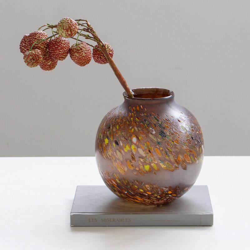 简约仿古圆形小口花客厅插花ins风家居侘寂风软装台面玄关饰品