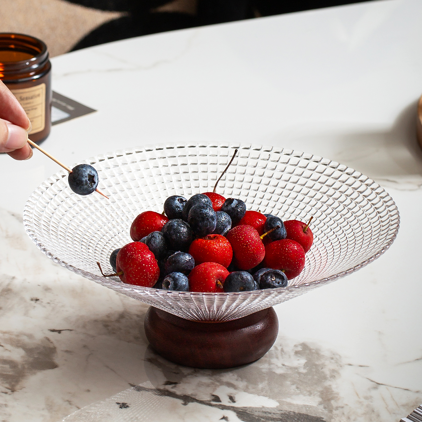 玻璃高脚水果盘糖果盘干果零食盘