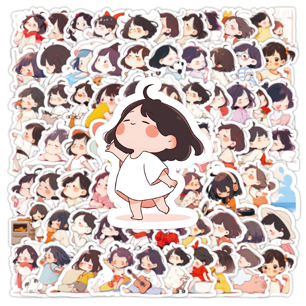 女孩儿童小公主贴纸洛丽塔慵懒甜美少女ins贴画diy手帐装饰贴图案