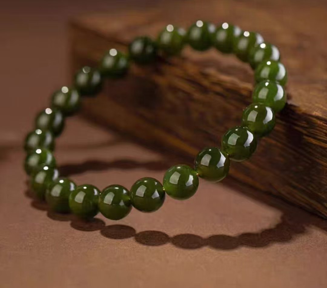 纯天然和田玉手串女男冰晴水手串散珠真玉石青白玉晴水绿手链女款