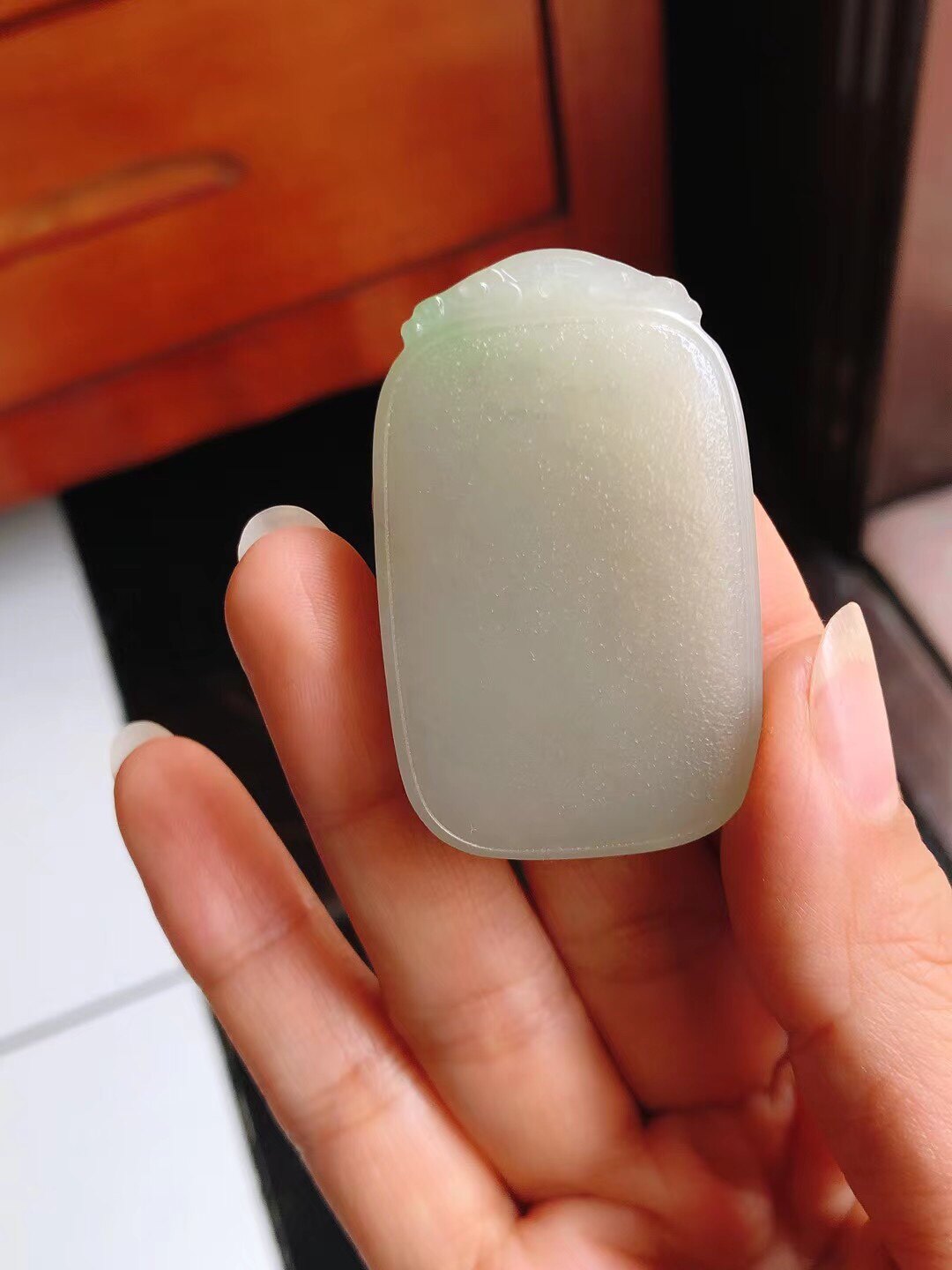 特价款纯天然青海料和田玉青海翠无事牌平安牌子挂件男女款带证书