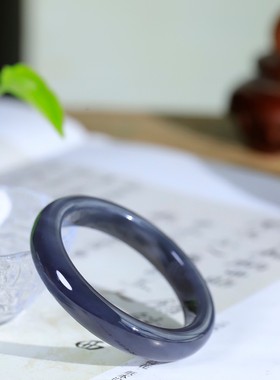 天然玉石烟紫手镯玉质细腻油性足56mm圈口女款精品带证书