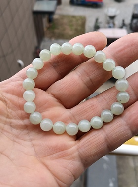 天然和田玉真玉石新疆青白玉手串8mm女款