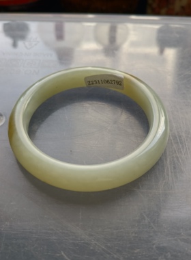 纯天然新疆和田玉老坑糖青白玉手镯圈口52mm玉石镯子女款带证书