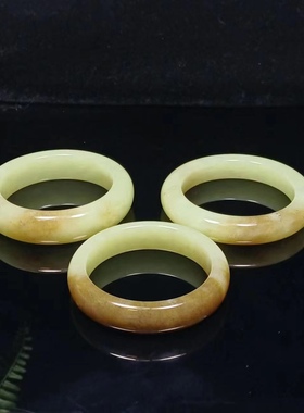 特价款纯天然新疆和田玉黄口料手镯黄玉镯子57/57/53.2圈口带证书