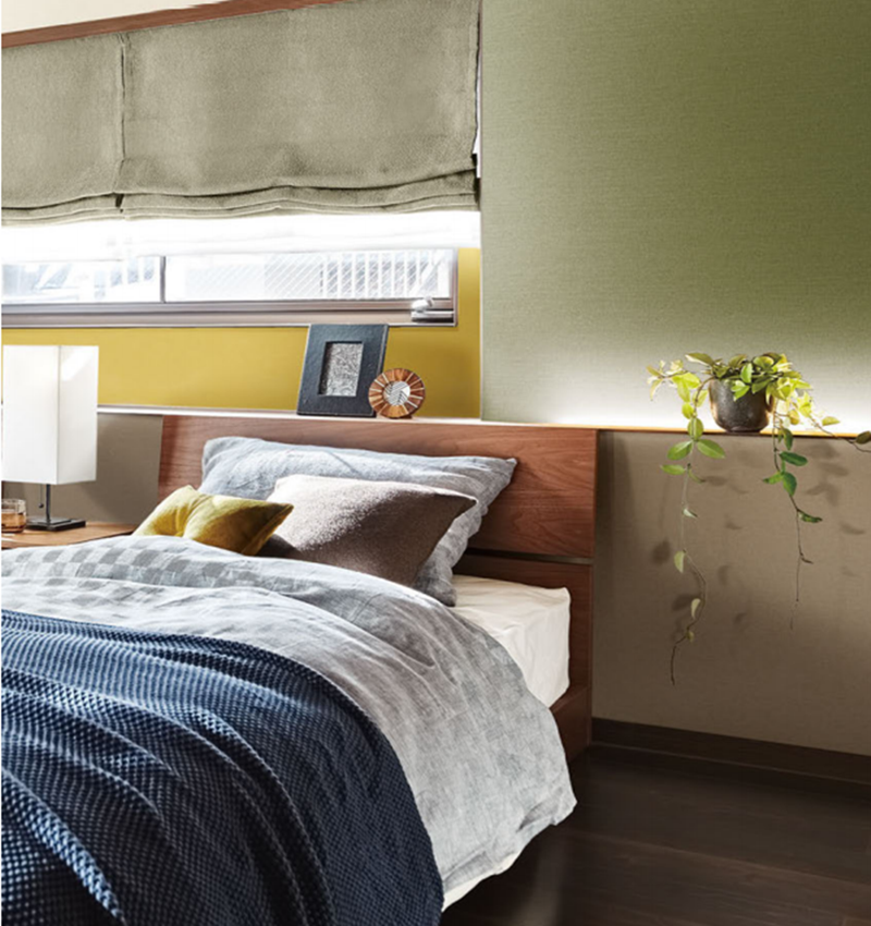 日本进口墙纸新科壁纸豆绿色墙纸墙纸织物墙纸卧室背景墙环保9174