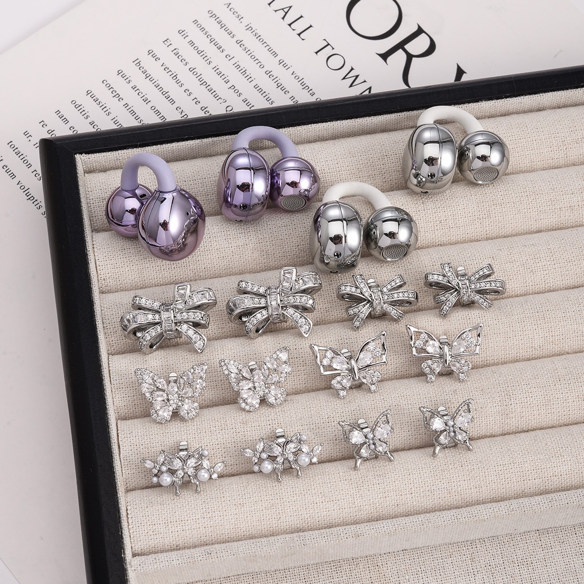 华为适用于freeclip耳机扣紫色锆石耳机夹扣配饰钻扣耳夹扣男女