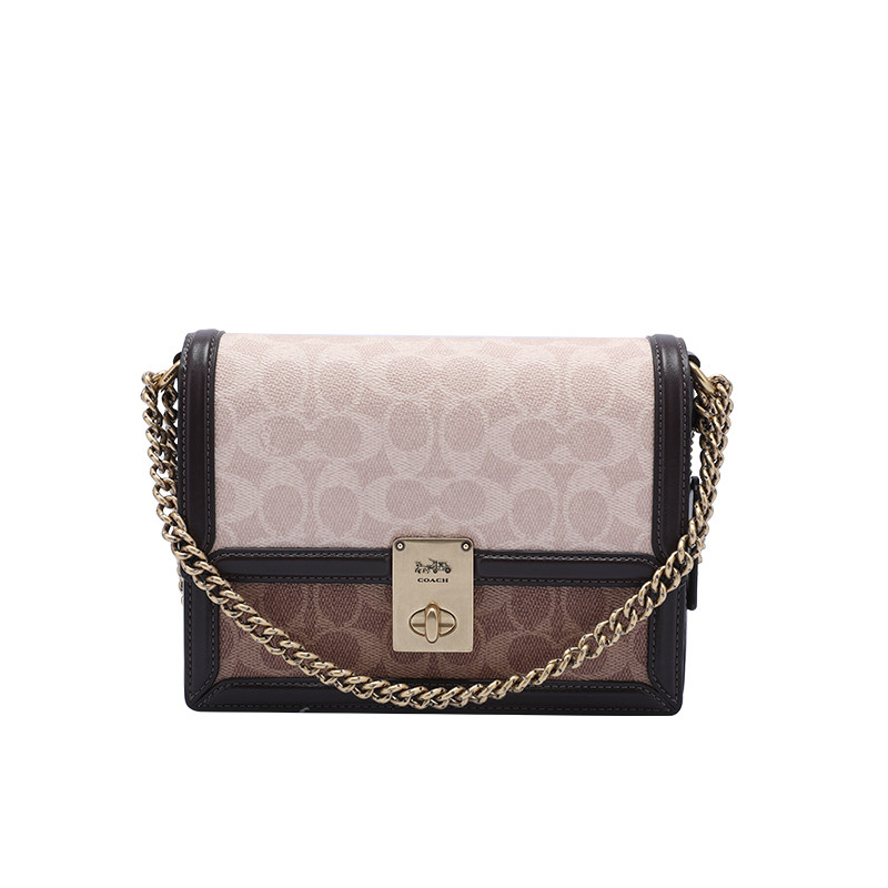 COACH女包哈顿包HUTTON系列女士链条包手提单肩斜跨包拼色92308