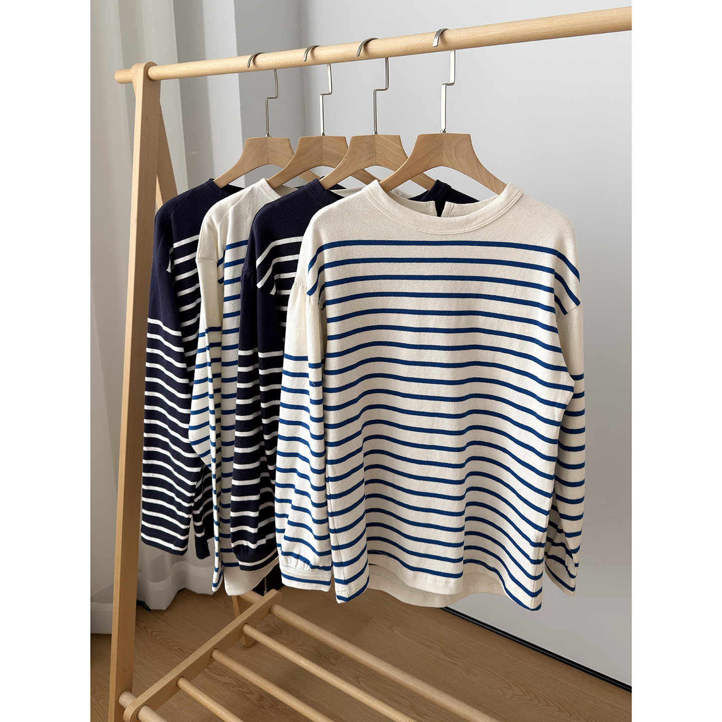 定纺色织原纱 轻松美！男女同款宽松条纹长袖T恤落肩袖休闲泡泡袖,女装/女士精品,T恤,淘宝优惠券,粉丝福利购,淘宝优惠卷