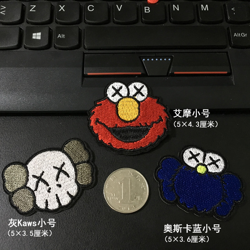 芝麻街刺绣布贴背包魔术贴补丁贴UTKAWS艾摩甜饼怪修补熨烫破洞贴