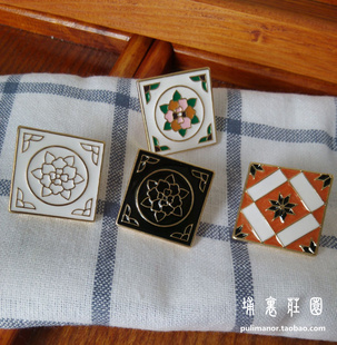 文艺复古宫廷花砖胸针方形个性图腾男女徽章包呢子大衣领针扣