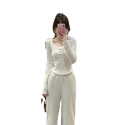 德绒长袖T恤女高弹修身显瘦上衣