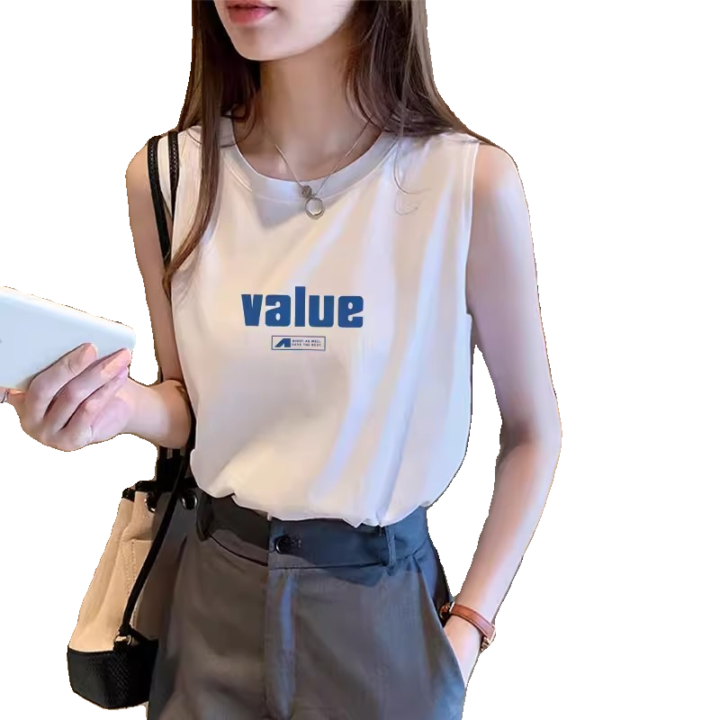 美式辣妹独特别致白色吊带小背心女内搭夏季无袖t恤甜辣上衣外穿
